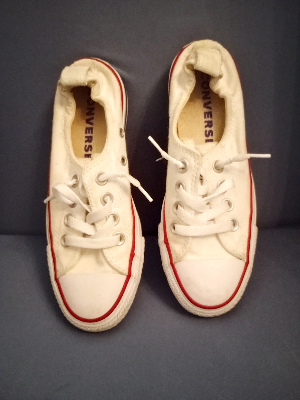 Converse Kids White Canvas Low-Top Sneakers with Red Stripe